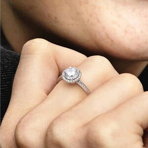 Pandora Silver Sparkling Halo Ring